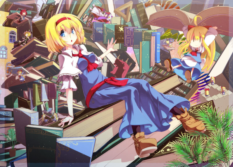 Two Girls on Book Pile