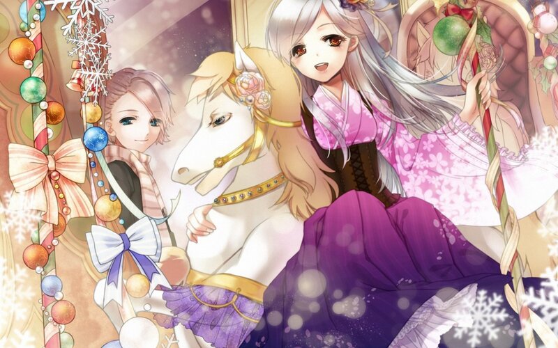 Two Girls on Carousel — Purple
