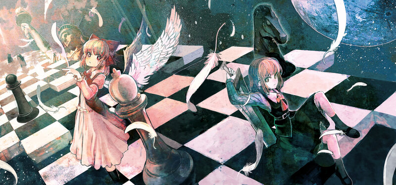 Two Girls on Chessboard