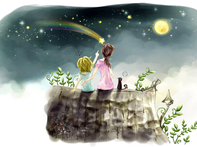 Two Girls on Cliff