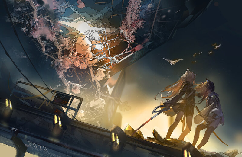 Two Girls on Debris