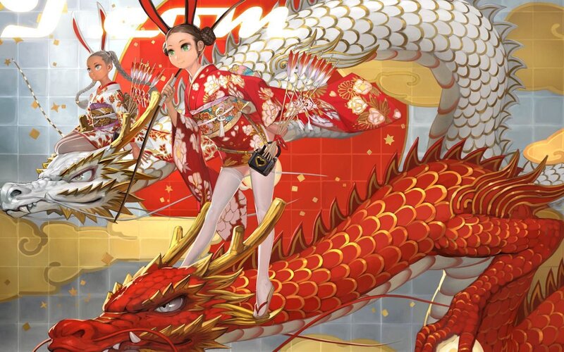 Two Girls on Dragons