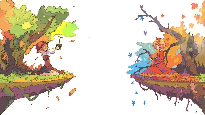 Two Girls on Floating Islands — Green