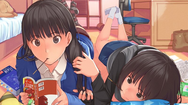 Two Girls on Floor — Blue, Calm