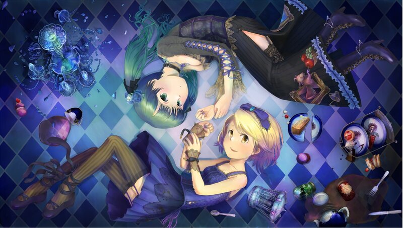 Two Girls on Floor — Blue, Dreamy
