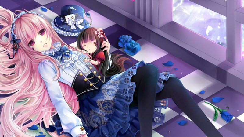 Two Girls on Floor — Pink, Dramatic