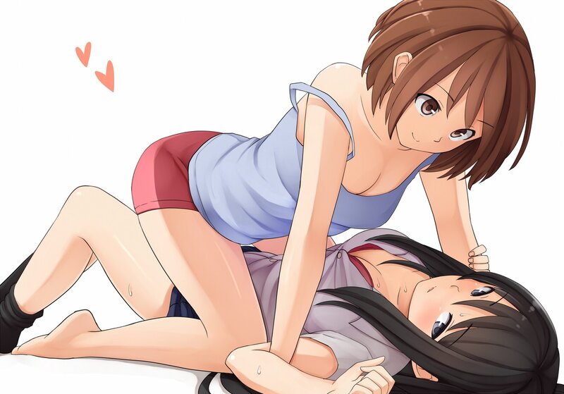 Two Girls on Floor — White, Playful