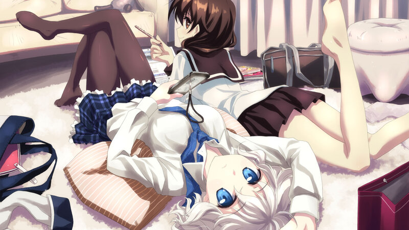 Two Girls on Floor — White, Relaxed, Afternoon