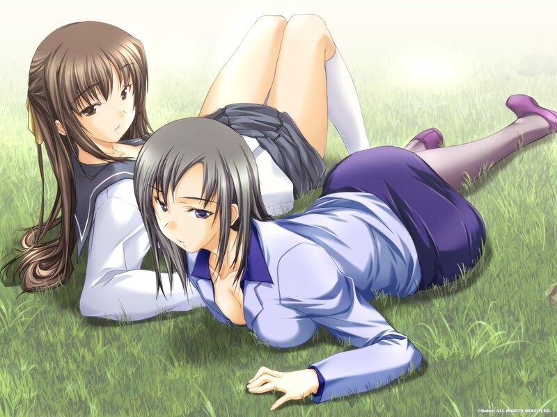 Two Girls on Grass — Green, Calm, Afternoon