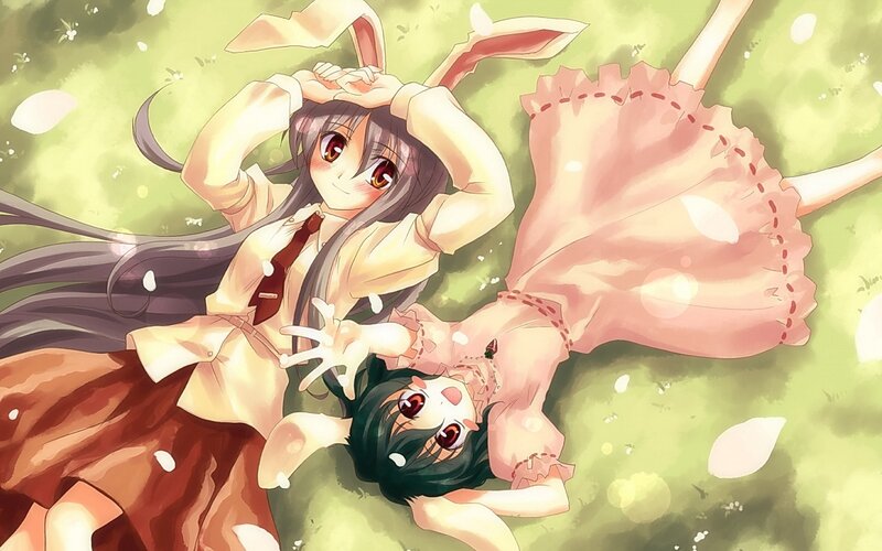 Two Girls on Grass — Green, Playful