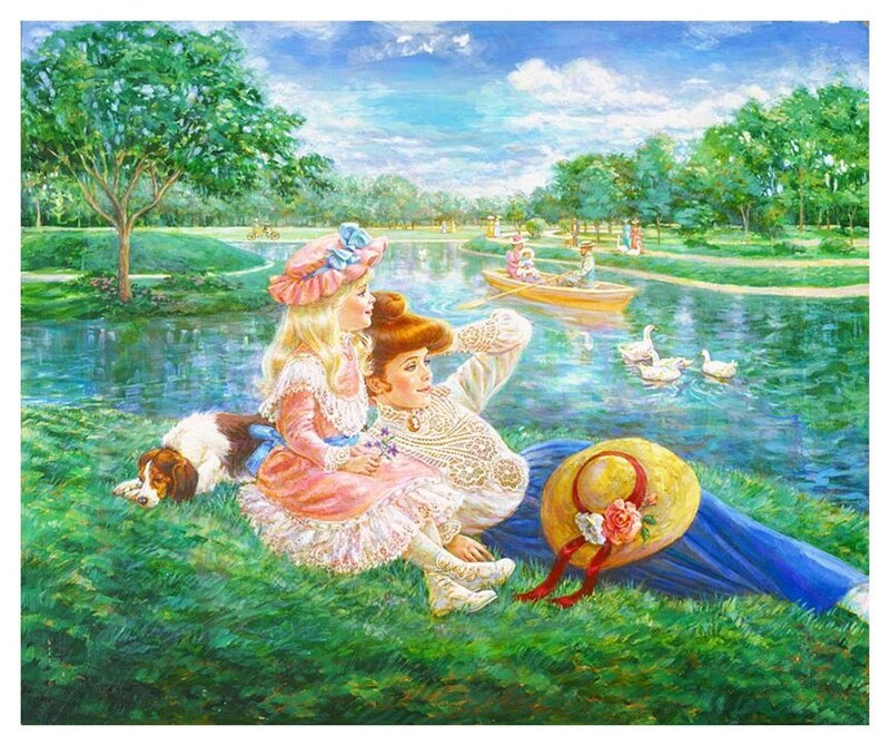 Two Girls on Grass — Green, Serene, Afternoon