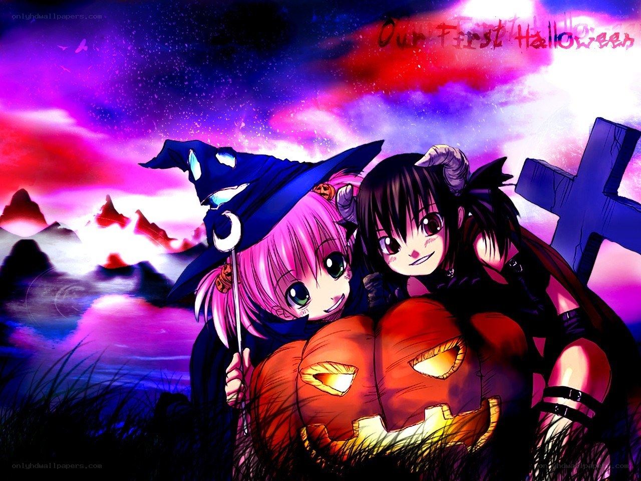 Two girls on Halloween