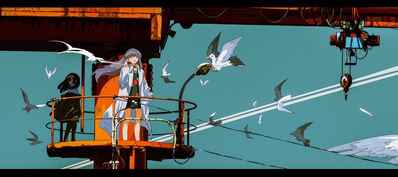 Two Girls on Platform — Teal
