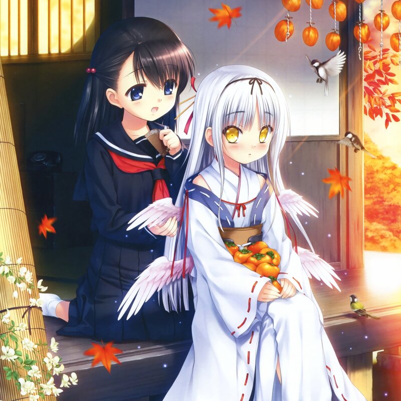 Two Girls on Porch — White