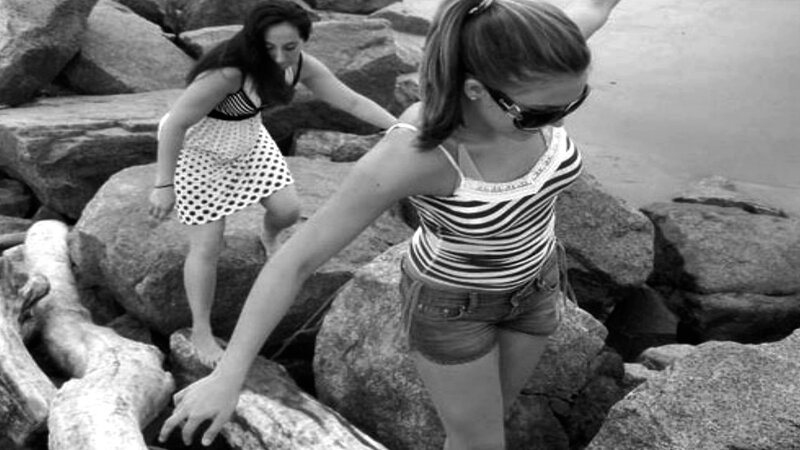 Two Girls on Rocks