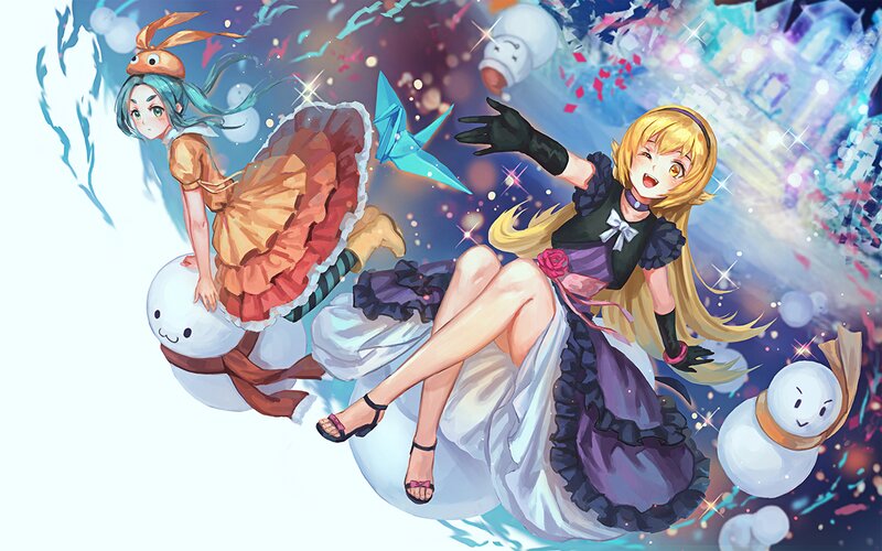 Two Girls on Snowmen