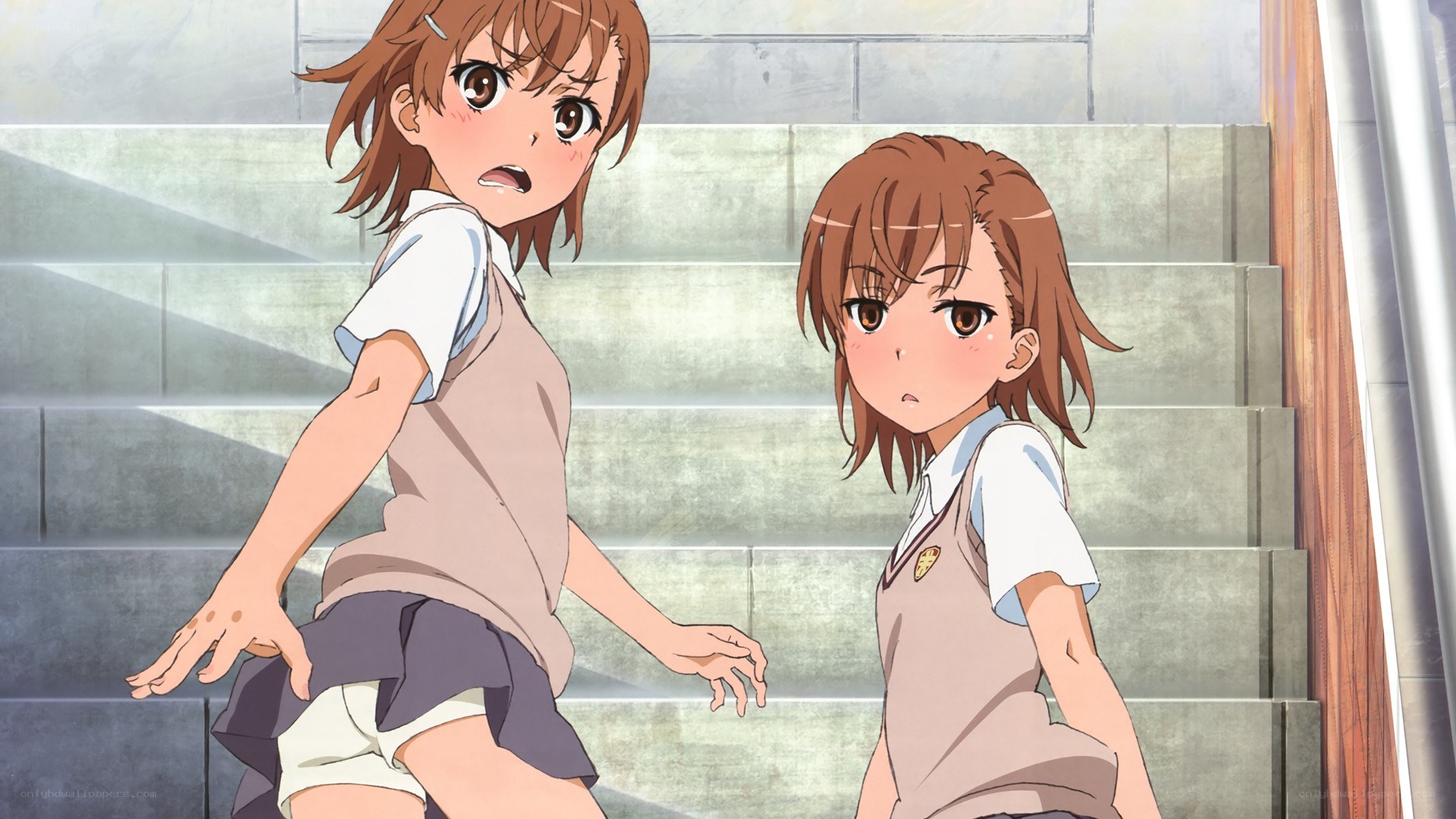 Two girls on stairs