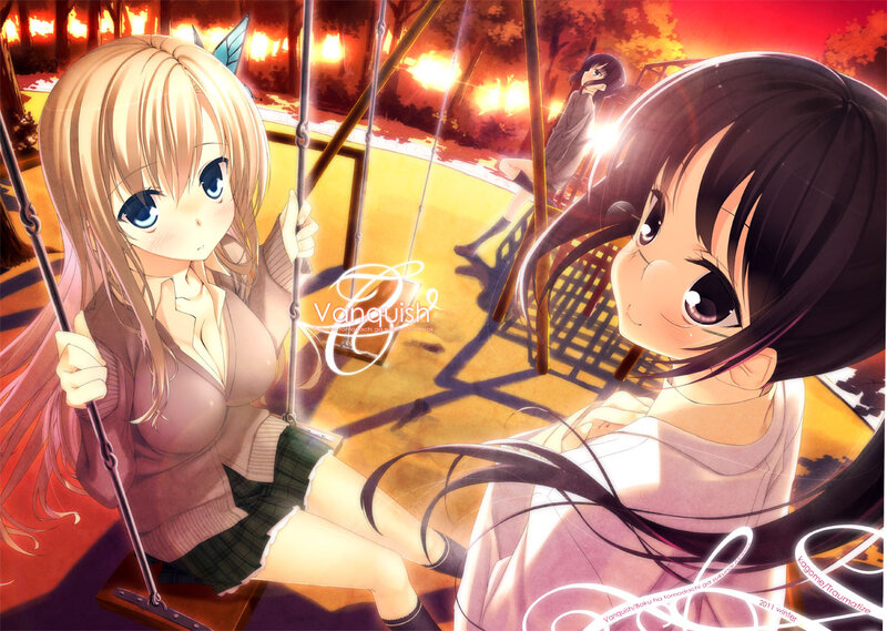 Two Girls on Swings — Red