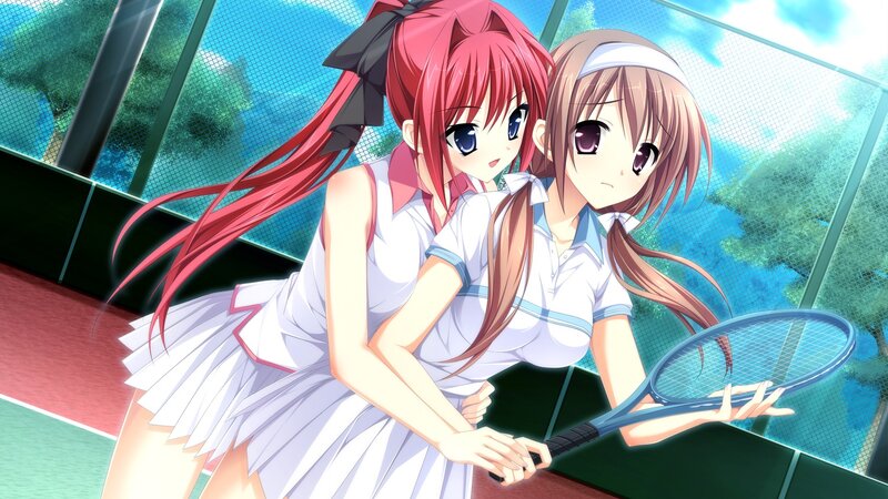 Two Girls on Tennis Court — White