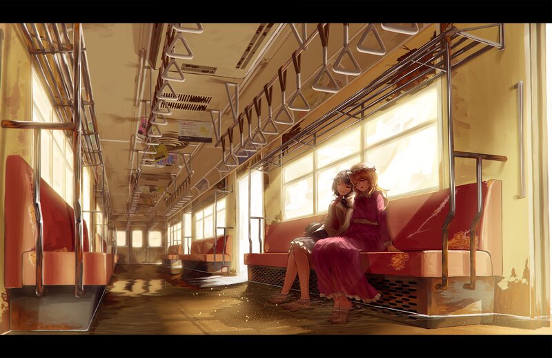 Two Girls on Train — Red