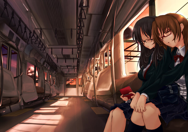 Two Girls on Train