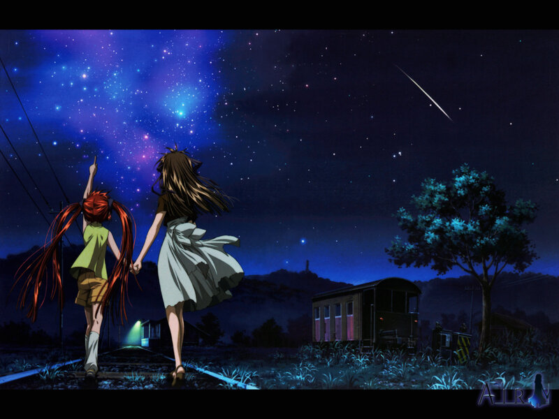 Two Girls on Train Tracks — Blue, Serene