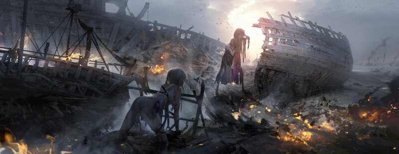 Two Girls on Wreckage