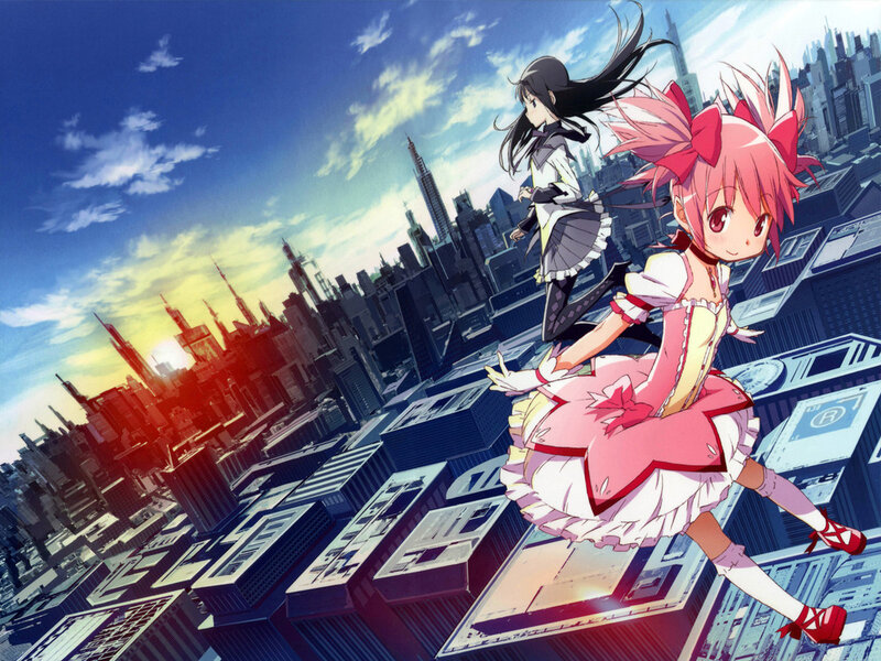 Two Girls over City