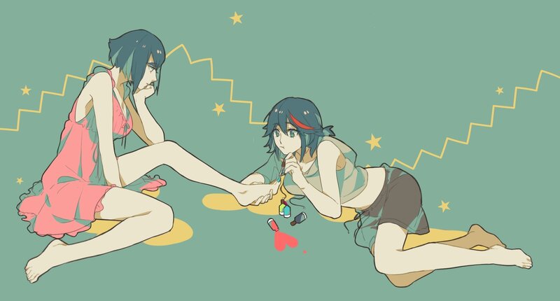 Two Girls Painting Toenails