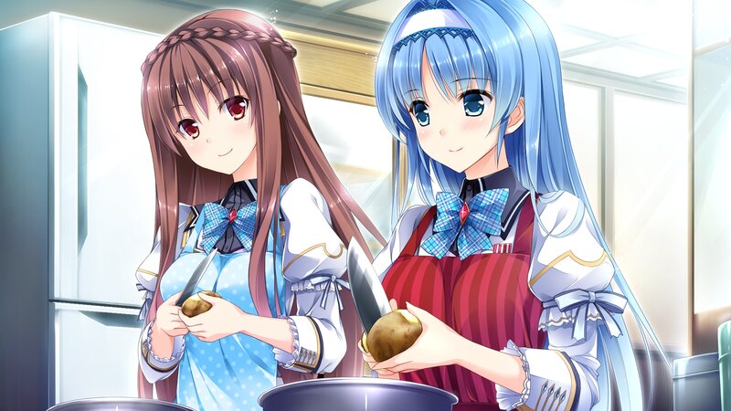 Two Girls Peeling Potatoes