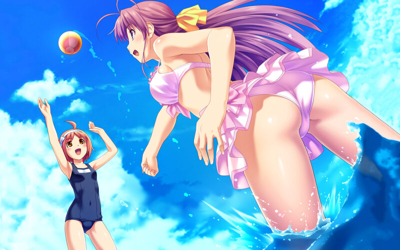 Two Girls Playing Beach Ball