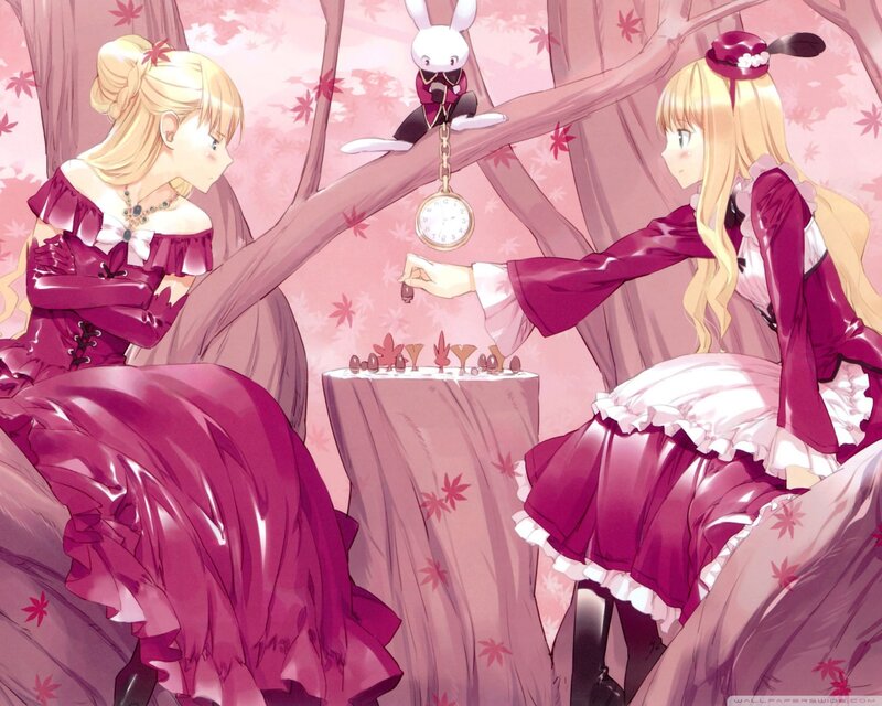 Two Girls Playing Chess — Pink