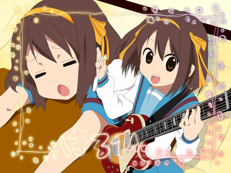 Two girls playing guitar