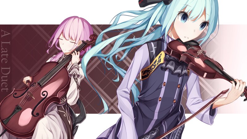 Two Girls Playing Instruments — Blue, Calm