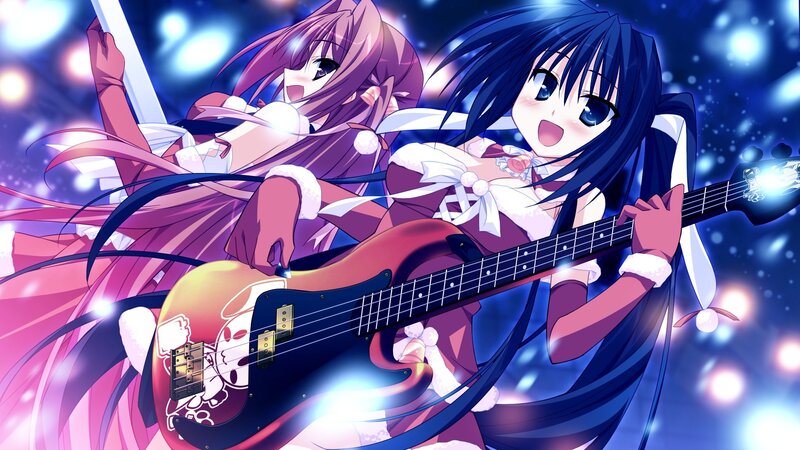 Two Girls Playing Instruments — Blue, Energetic