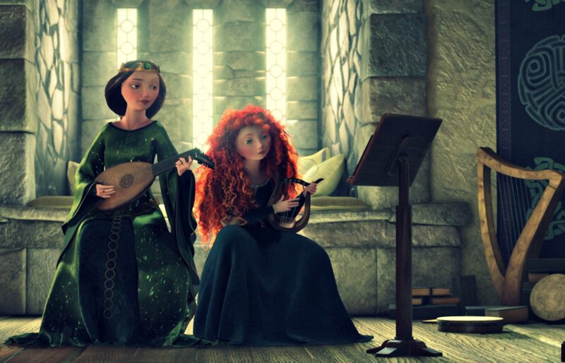 Two Girls Playing Instruments — Green