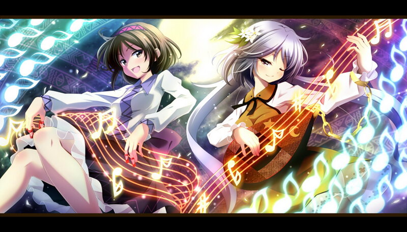 Two Girls Playing Music — Purple