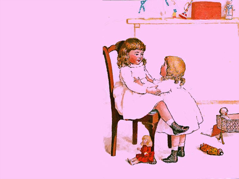 Two Girls Playing — Pink
