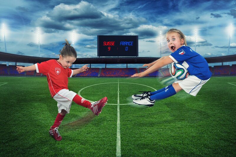 Two Girls Playing Soccer