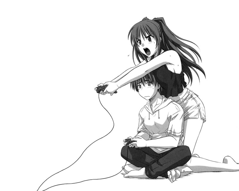 Two Girls Playing Video Game — Black