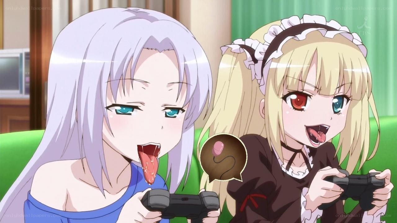 Two girls playing video games