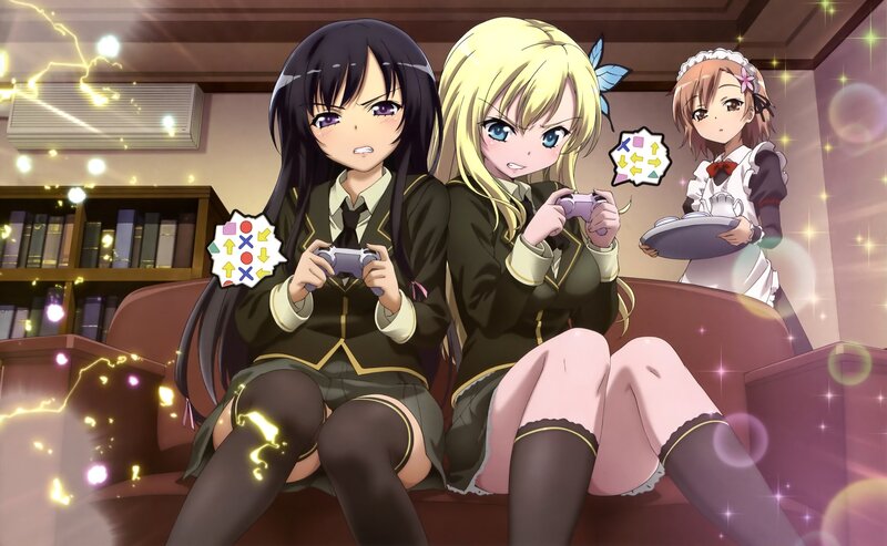 Two Girls Playing Video Games — Brown, Playful