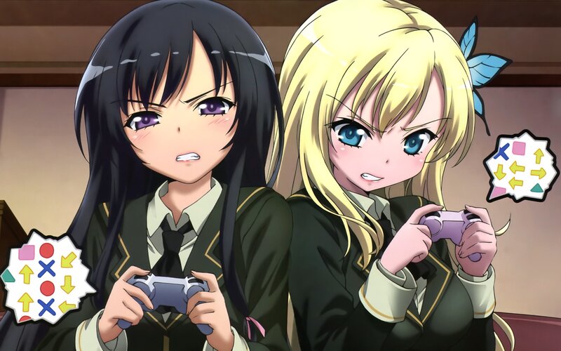 Two Girls Playing Video Games — Green