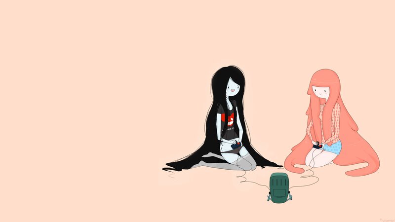 Two Girls Playing Video Games — Peach