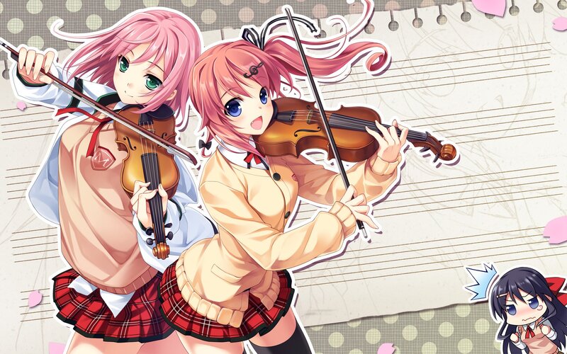 Two girls playing violins