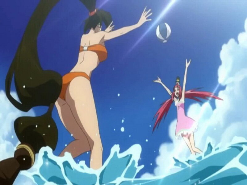 Two Girls Playing Volleyball