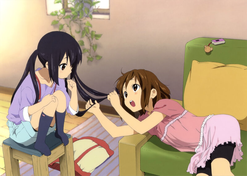 Two Girls Playing with Hair — Green