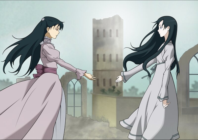 two girls reaching out