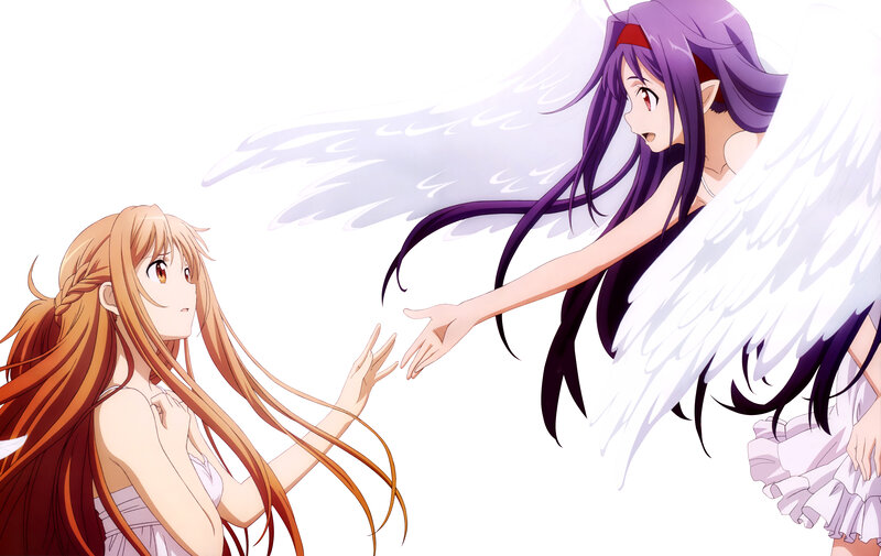 Two Girls Reaching — White