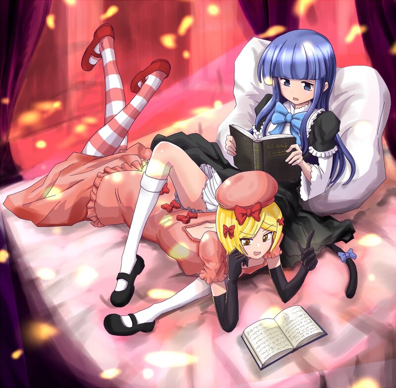 Two Girls Reading Books — Pink